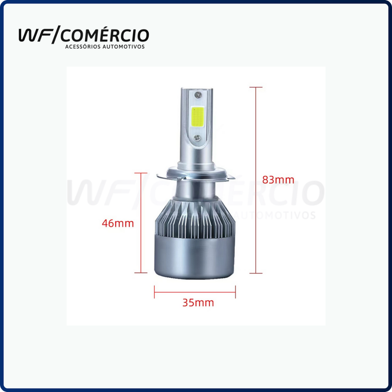 PAR DE LÂMPADAS LED MODELO C6 - 7600LM, 6500K, 72W, 12V-24V