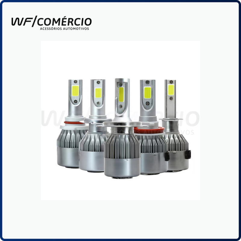 PAR DE LÂMPADAS LED MODELO C6 - 7600LM, 6500K, 72W, 12V-24V